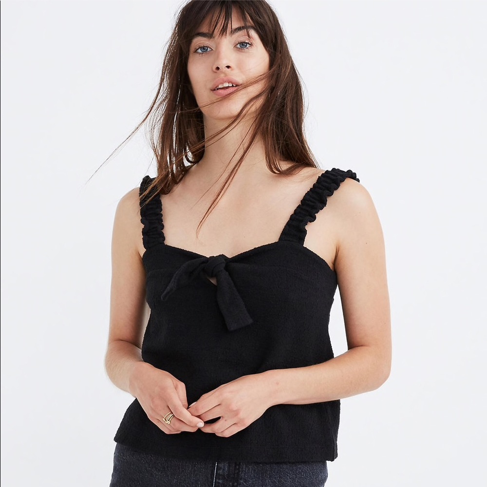 Madewell Texture and Thread Tie Front Top